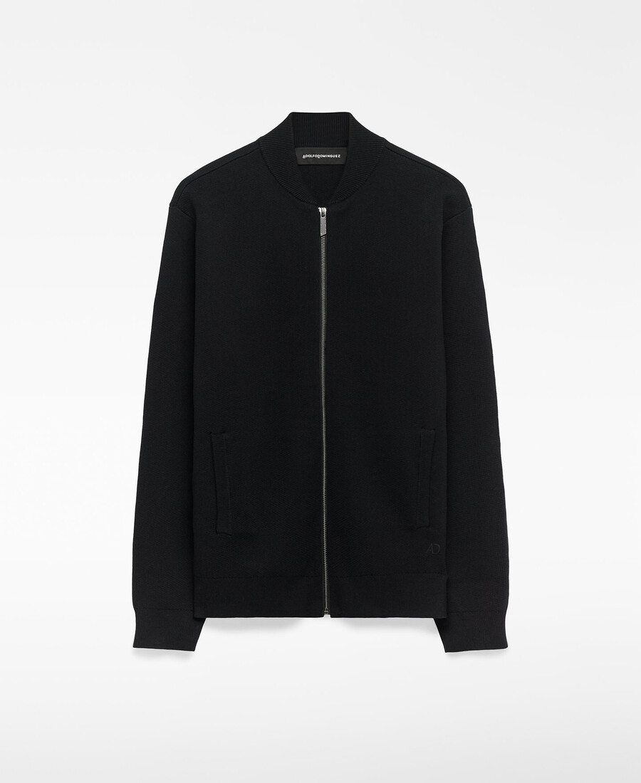cárdigan de punto con cuello bomber para hombre