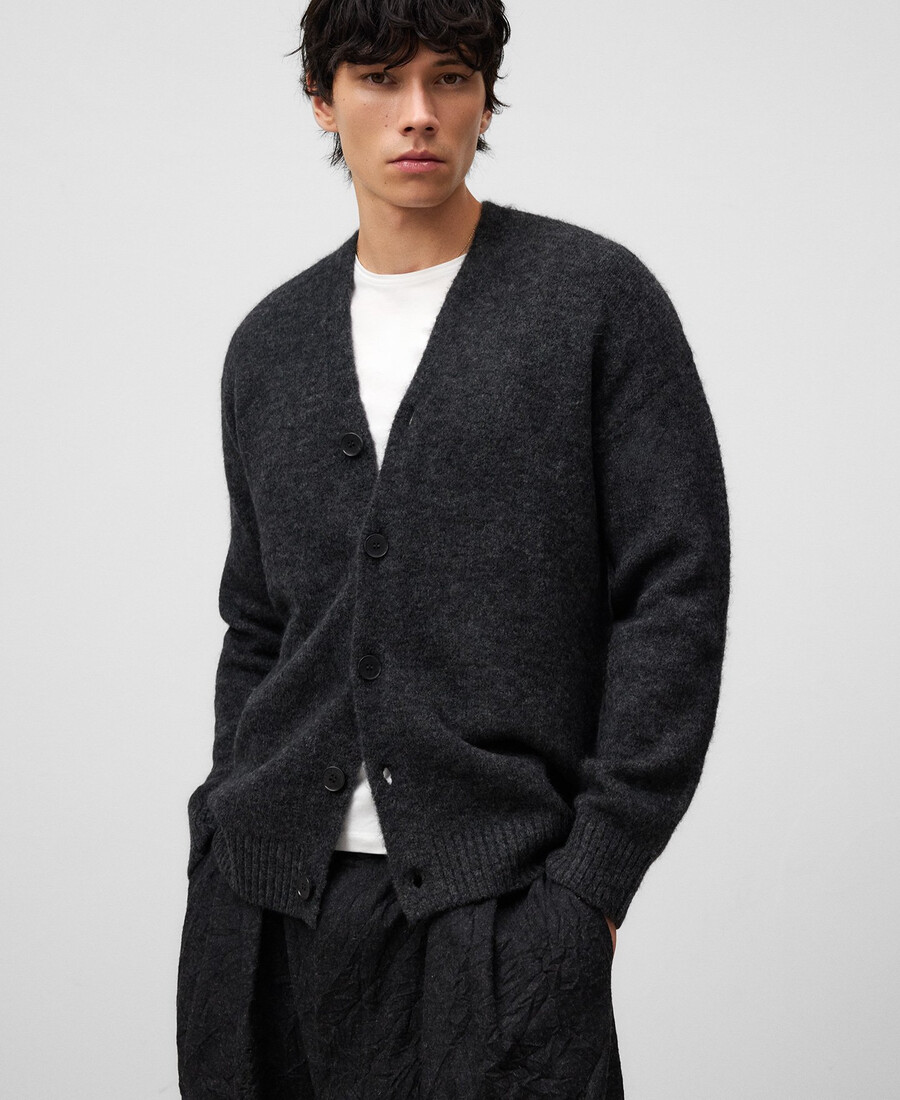 cárdigan de punto con cuello en v para hombre