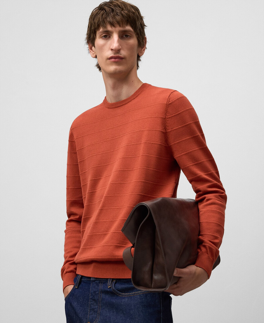 suéter de punto estructurado a rayas para hombre