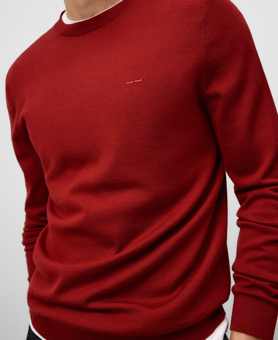 suéter de cuello redondo de lana merino para hombre