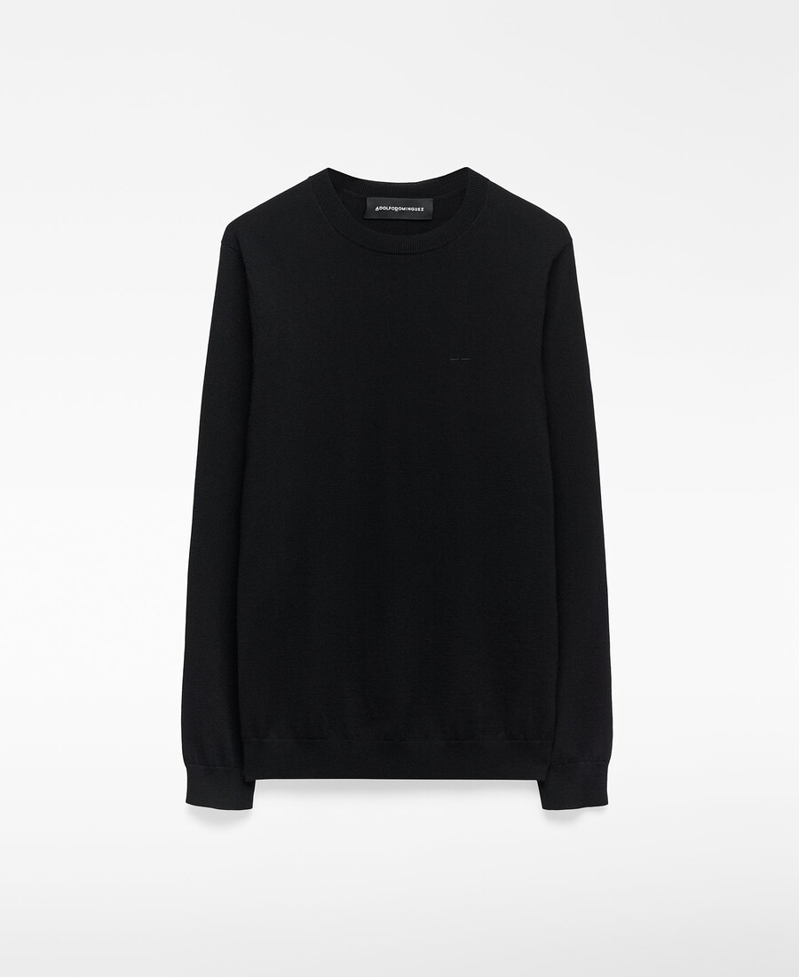 suéter de cuello redondo de lana merino para hombre