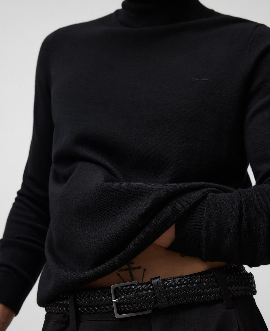 suéter de cuello alto de lana merino para hombre