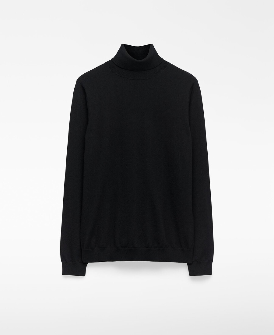 suéter de cuello alto de lana merino para hombre
