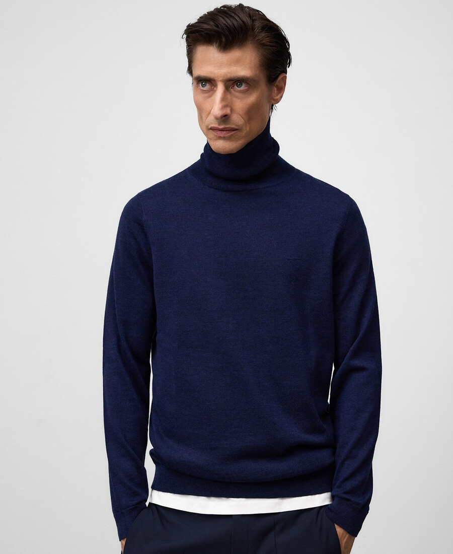 suéter de cuello alto de lana merino para hombre