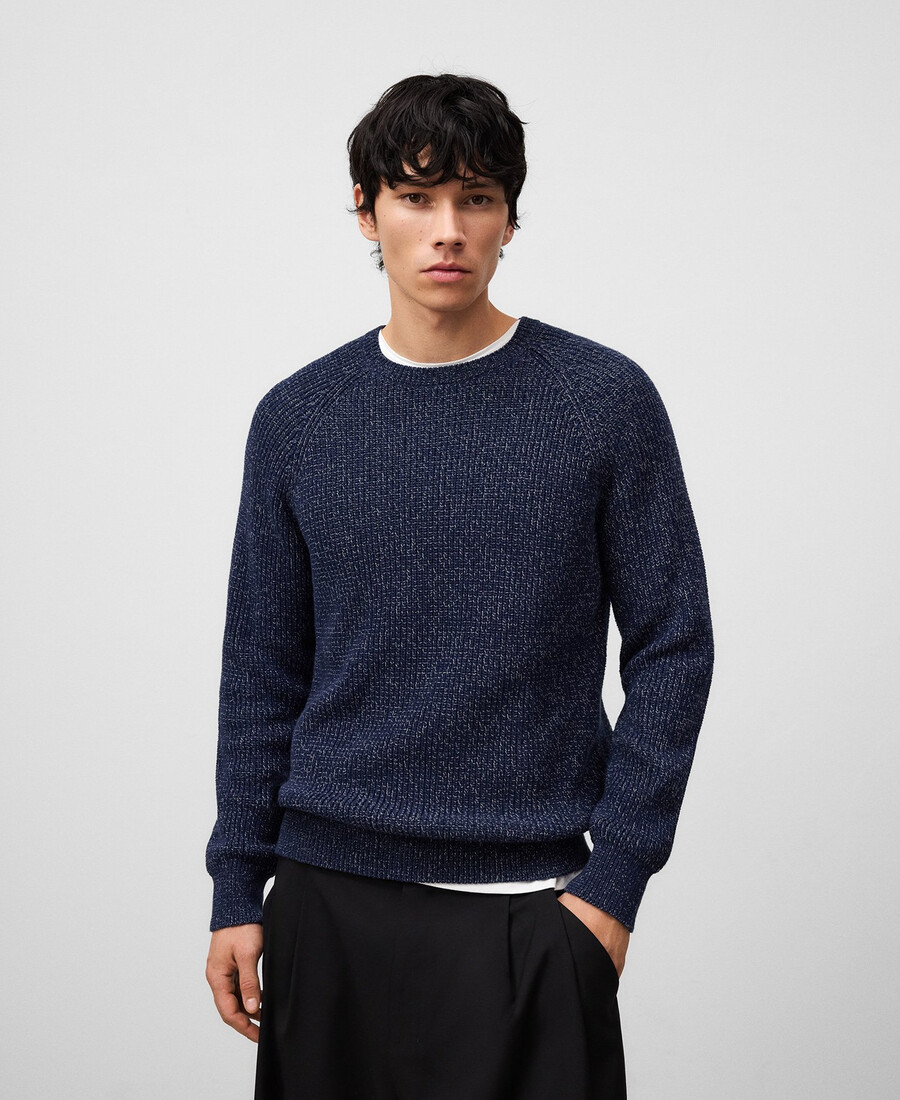 suéter jaspeado de algodón orgánico para hombre