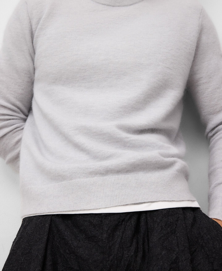 suéter de punto jaspeado con cuello redondo para hombre