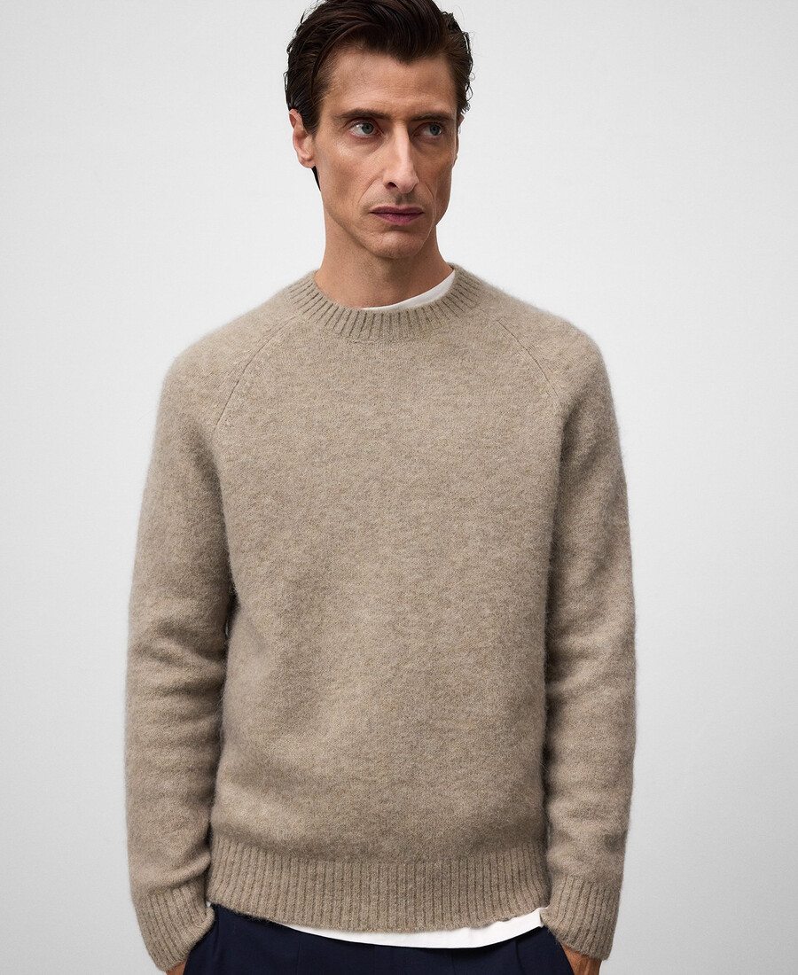 suéter de cuello redondo de punto para hombre