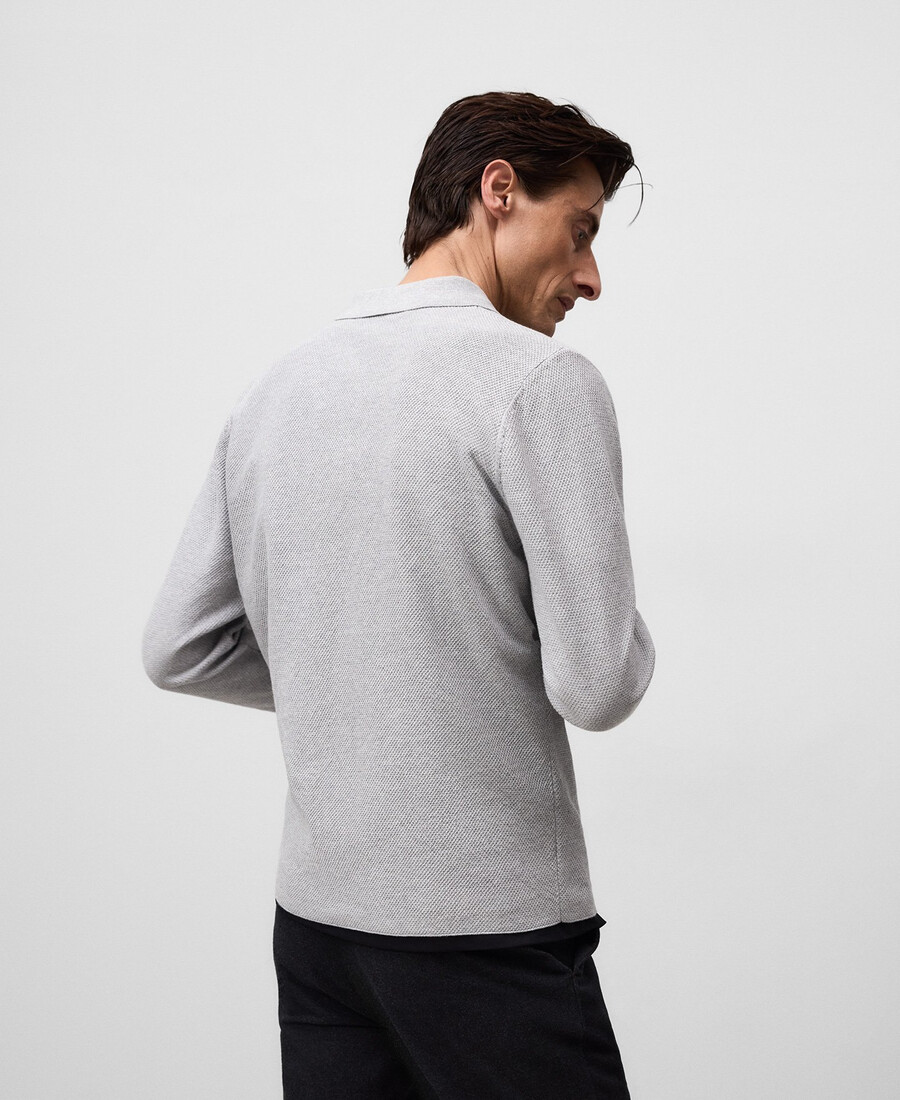 polo de manga larga de punto estructurado para hombre