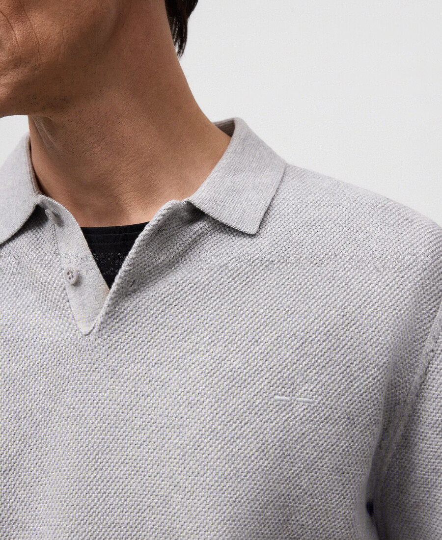 polo de manga larga de punto estructurado para hombre
