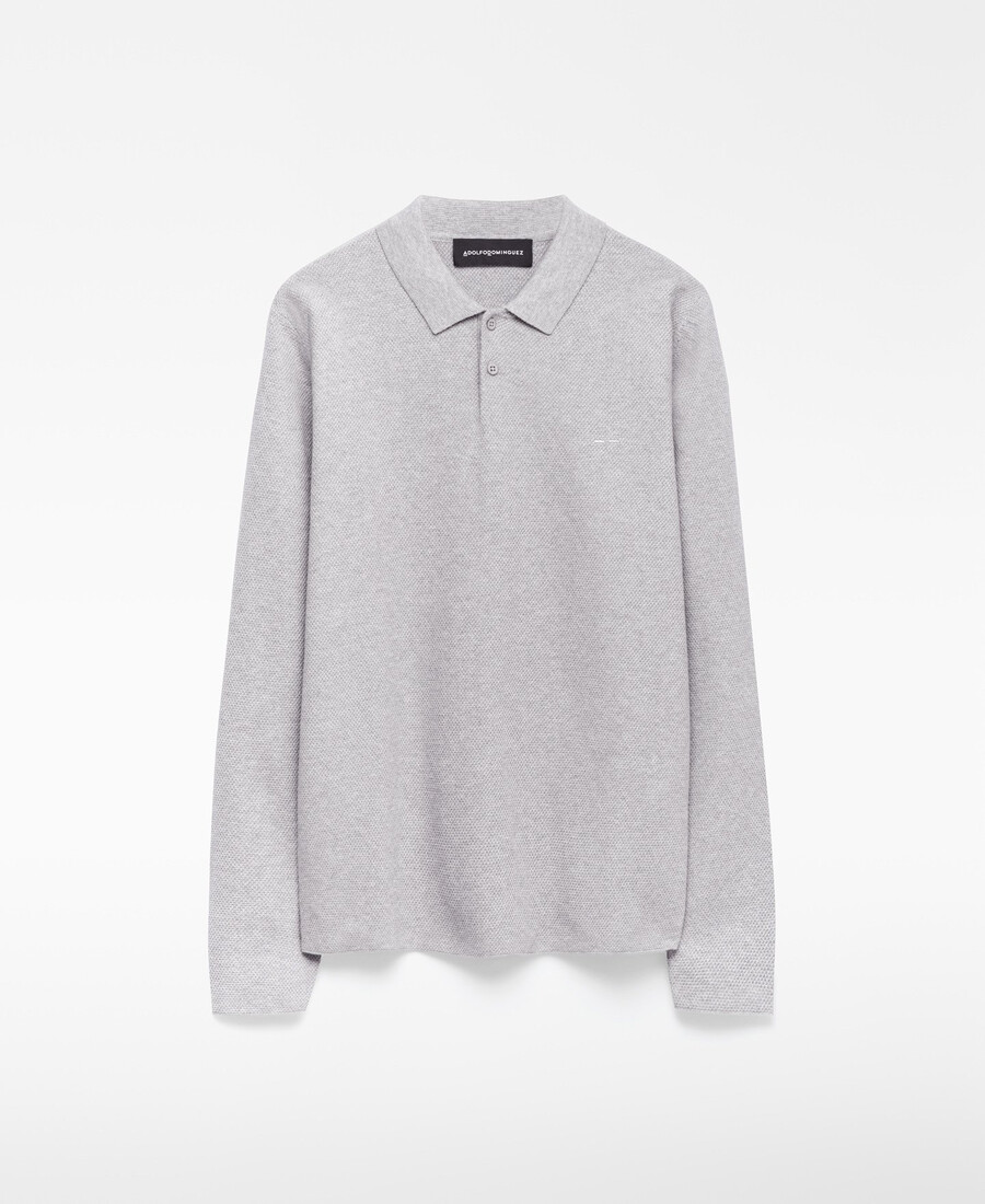 polo de manga larga de punto estructurado para hombre