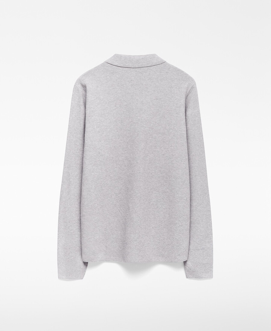 polo de manga larga de punto estructurado para hombre