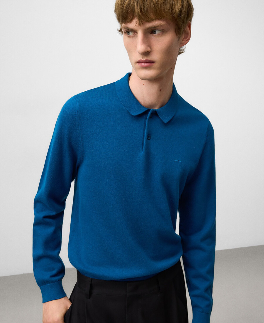 polo de manga larga de corte regular para hombre