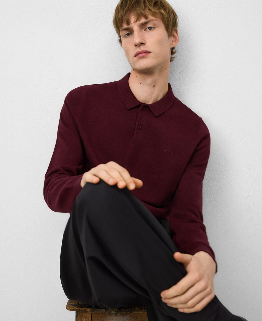 polo de manga larga de corte regular para hombre