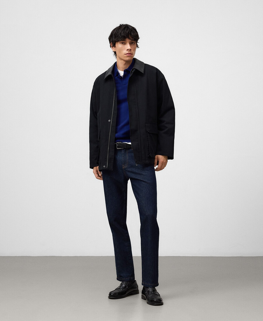polo de manga larga de lana merino para hombre