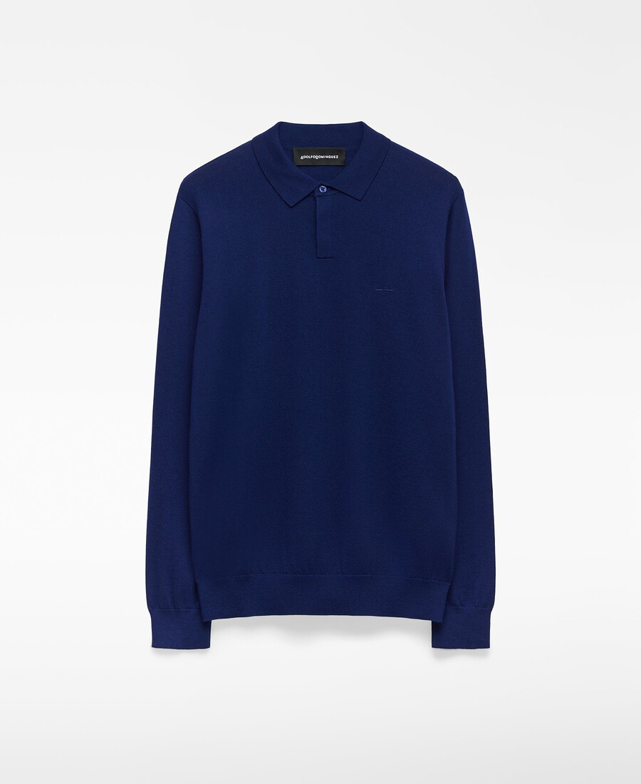 polo de manga larga de lana merino para hombre