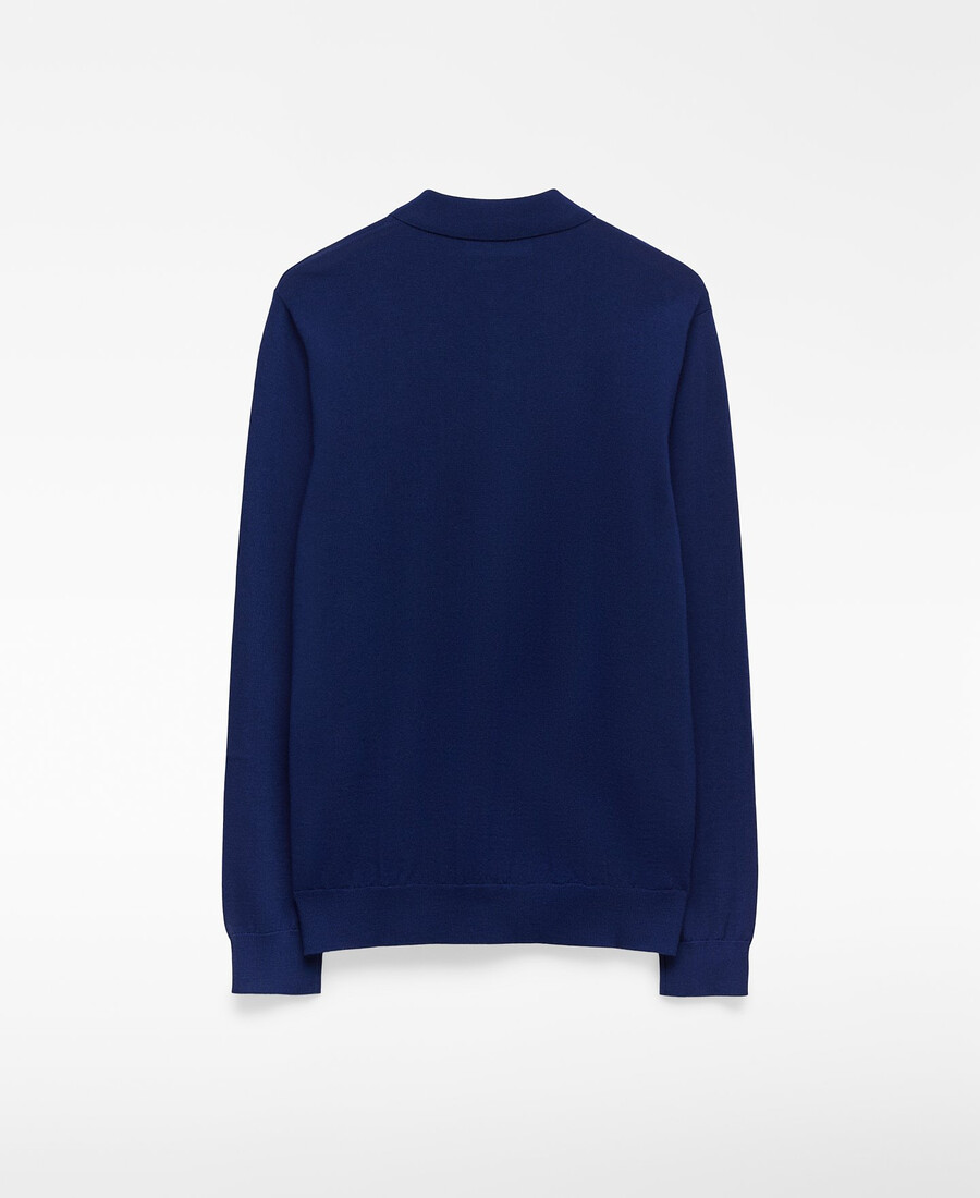 polo de manga larga de lana merino para hombre