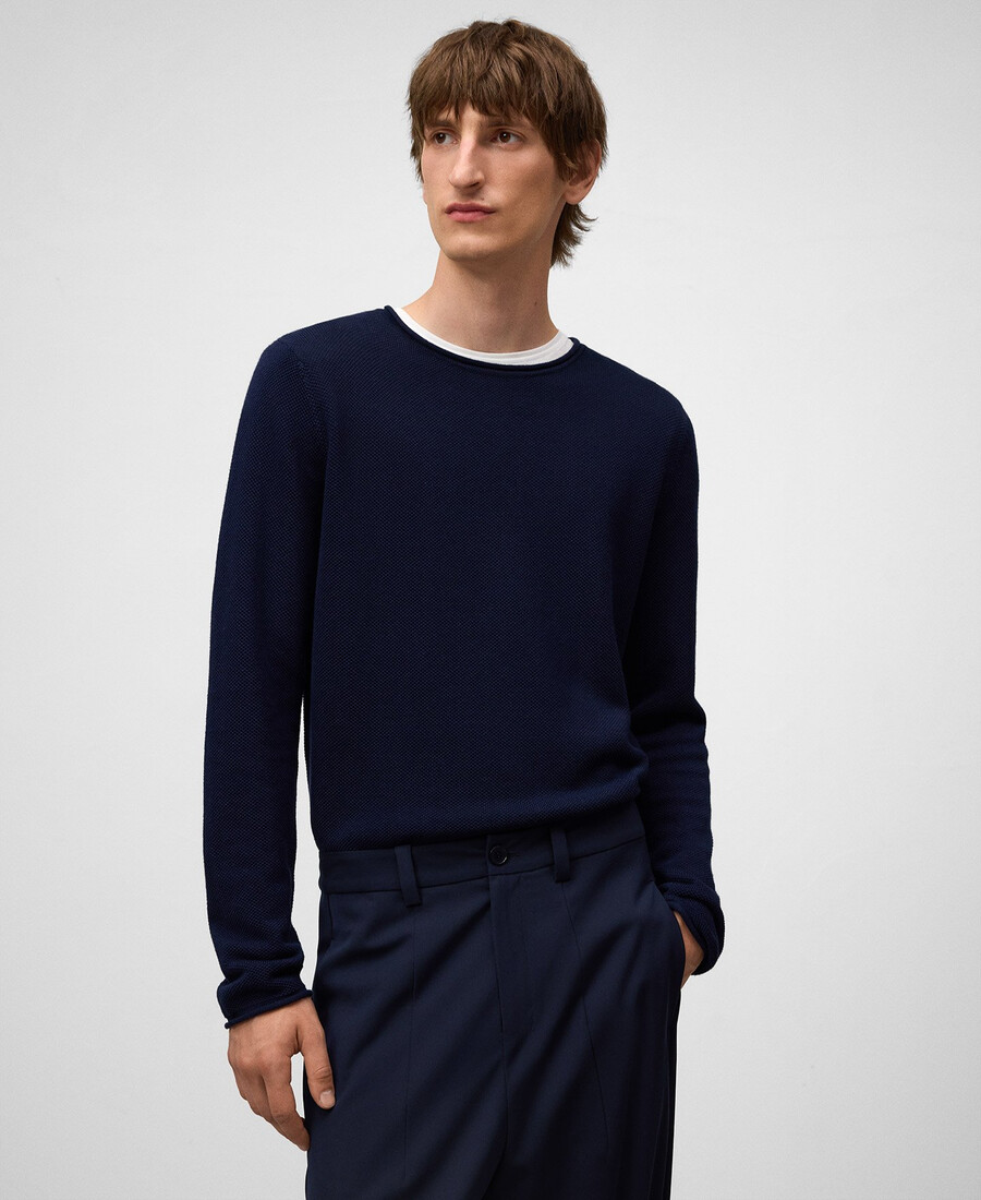 camiseta de punto estructurado con cuello vuelto para hombre