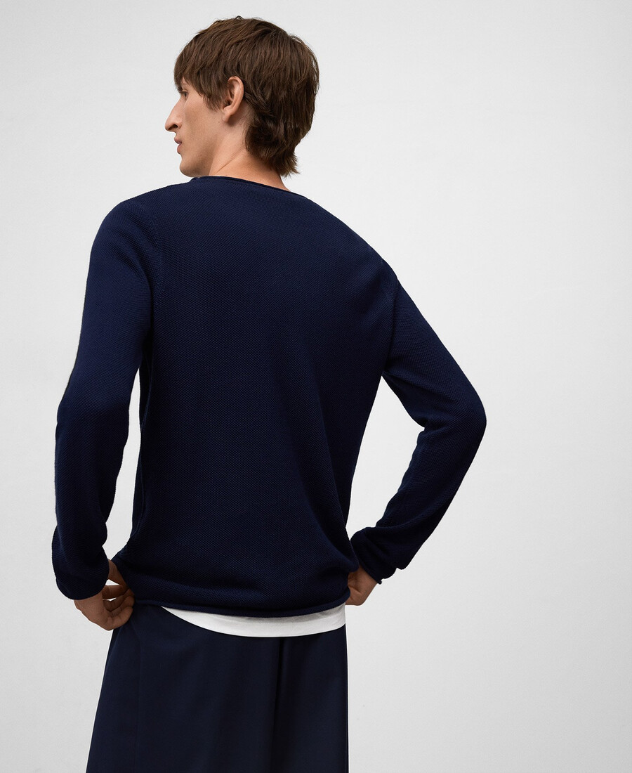 camiseta de punto estructurado con cuello vuelto para hombre