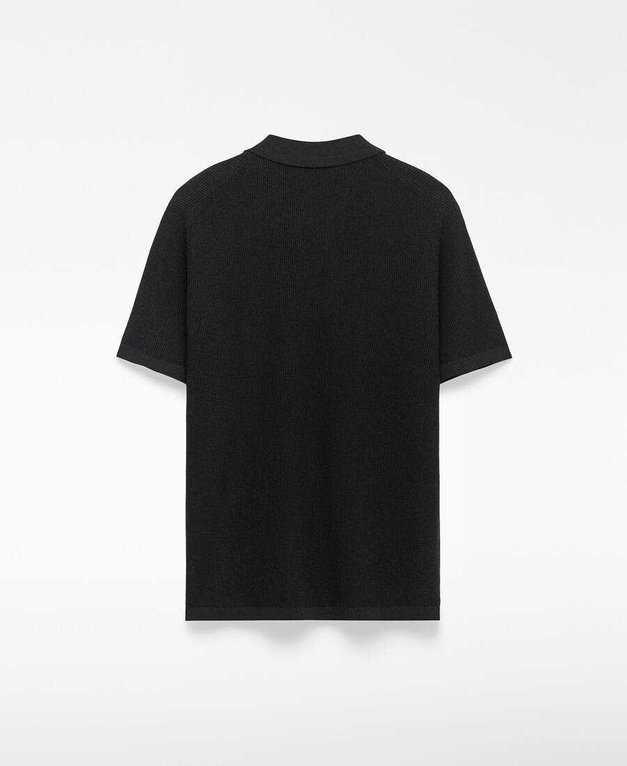 polo de punto estructurado con cuello en v para hombre