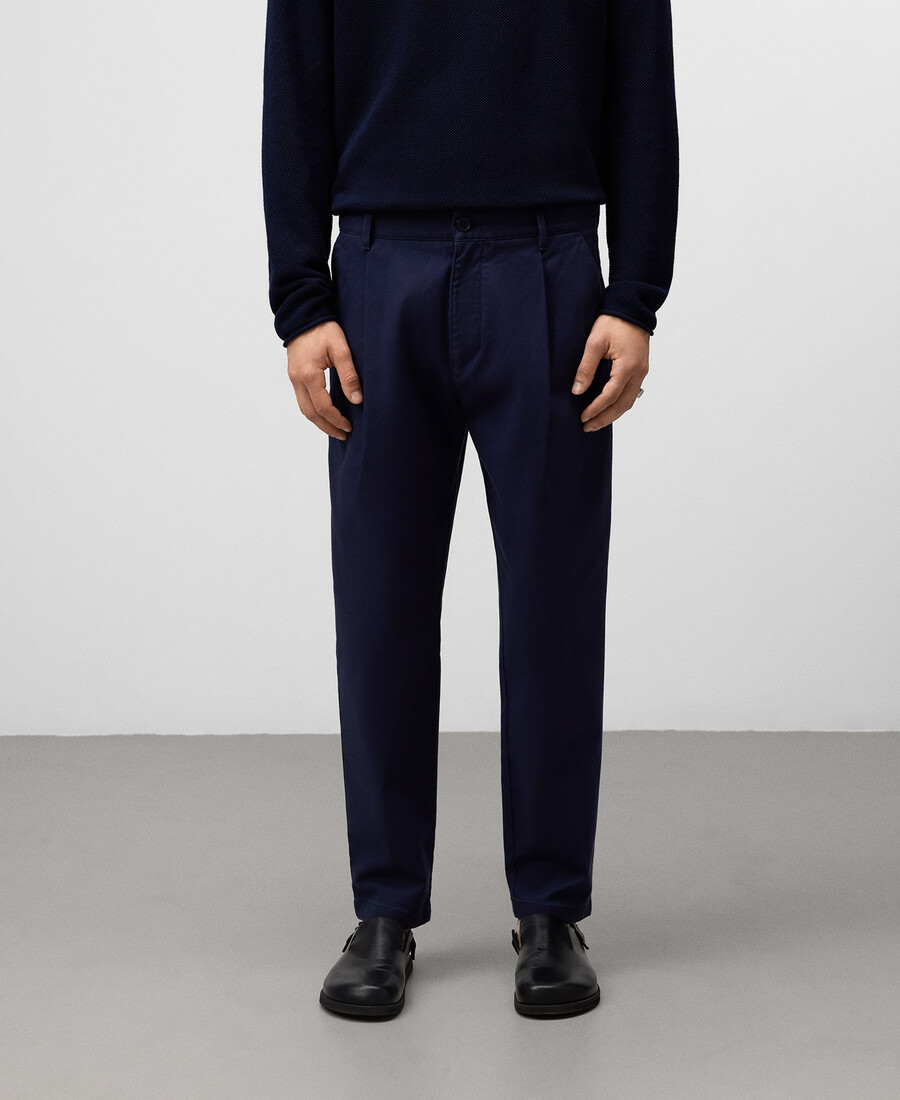pantalón plisado de algodón para hombre