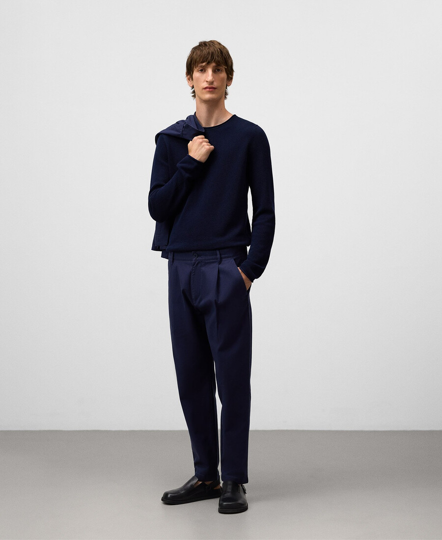 pantalón plisado de algodón para hombre