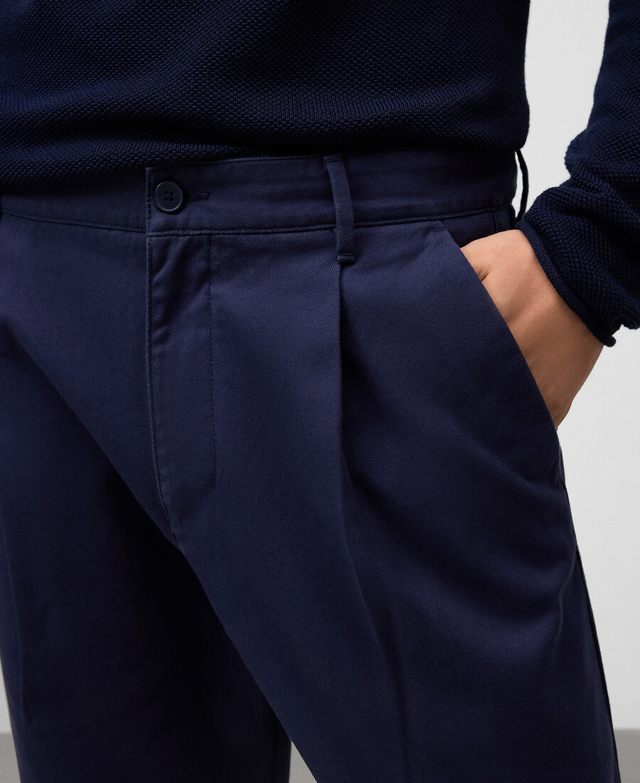 pantalón plisado de algodón para hombre