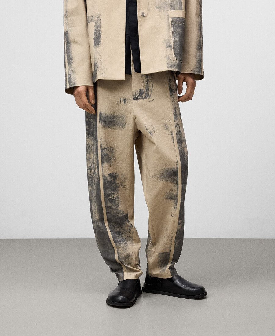 pantalón barrel fit efecto envejecido para hombre