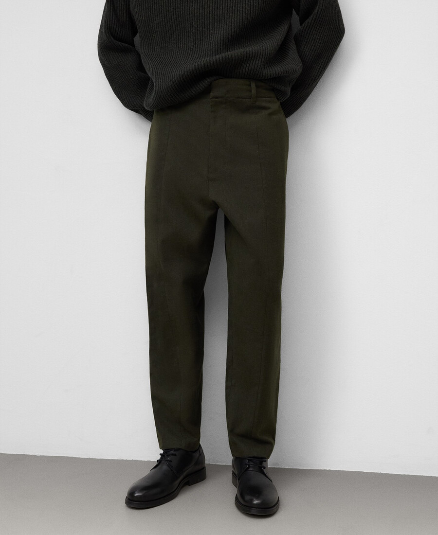 pantalón de algodón de corte barril para hombre