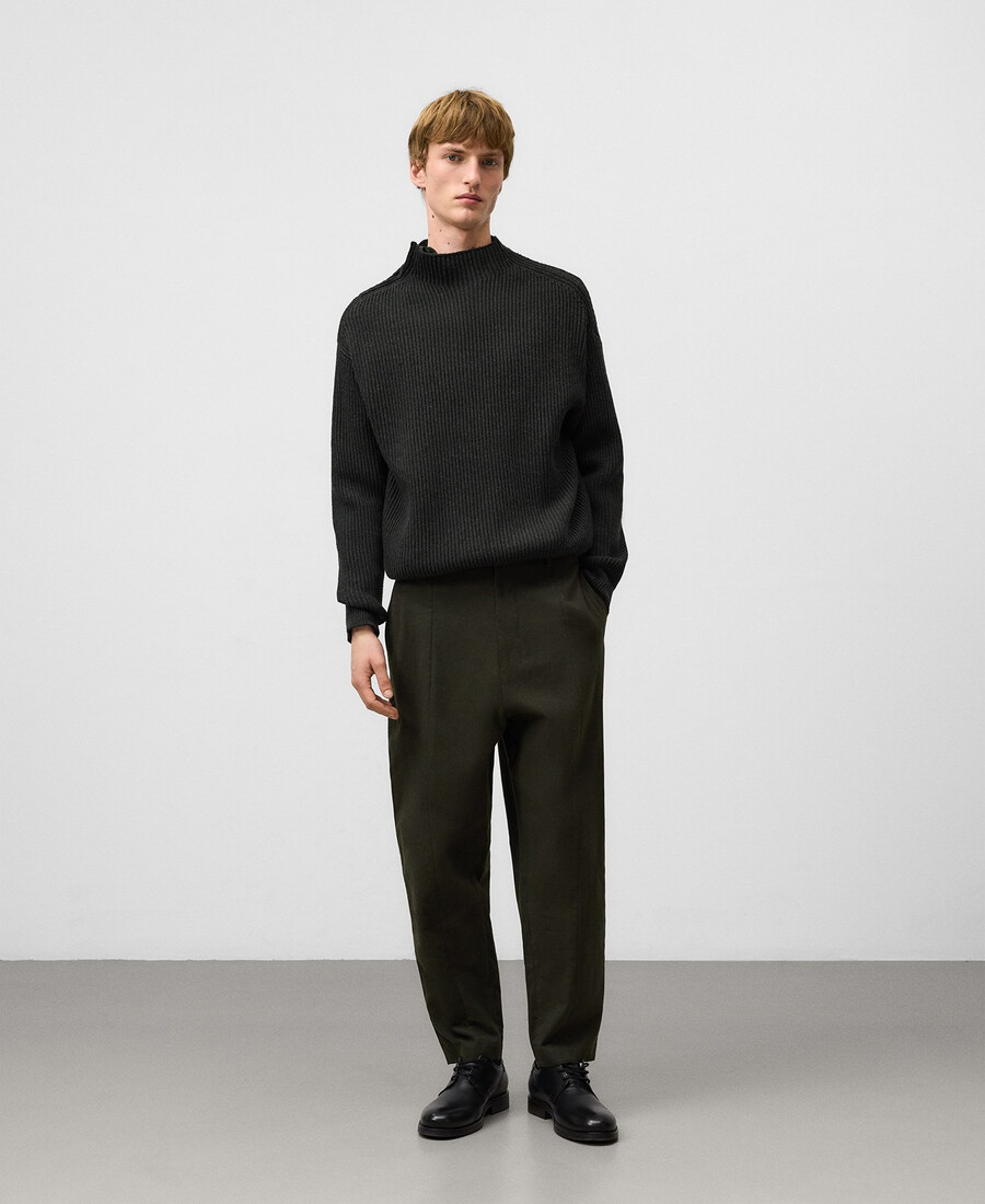 pantalón de algodón de corte barril para hombre