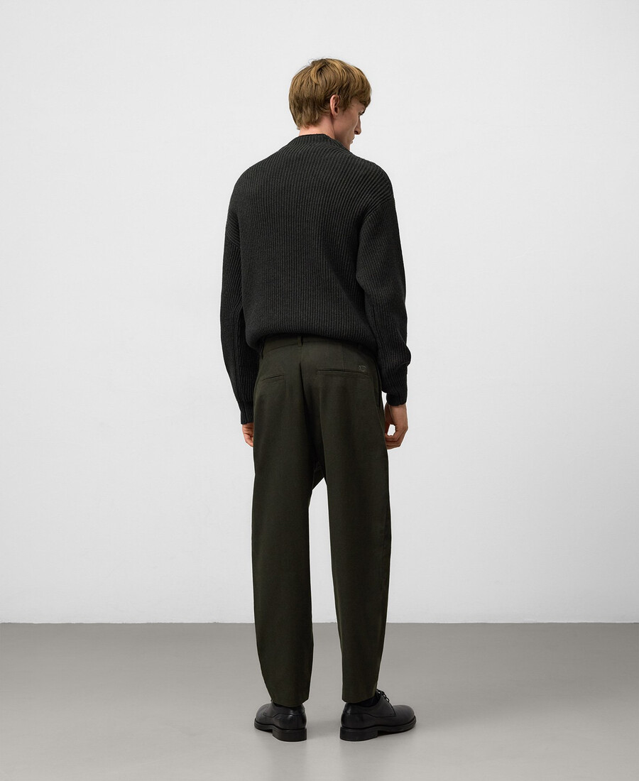 pantalón de algodón de corte barril para hombre