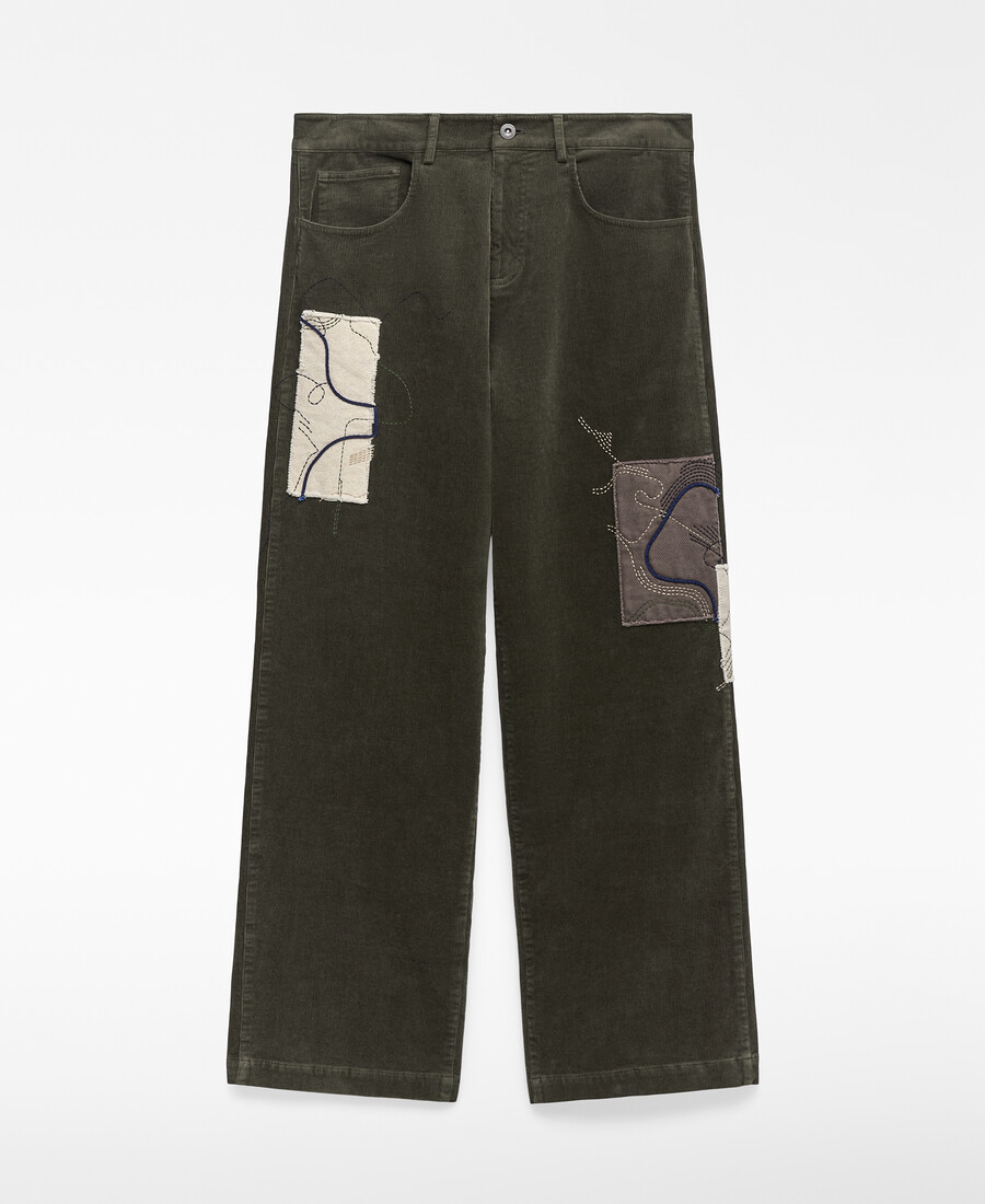 pantalón de pana bordado hombre