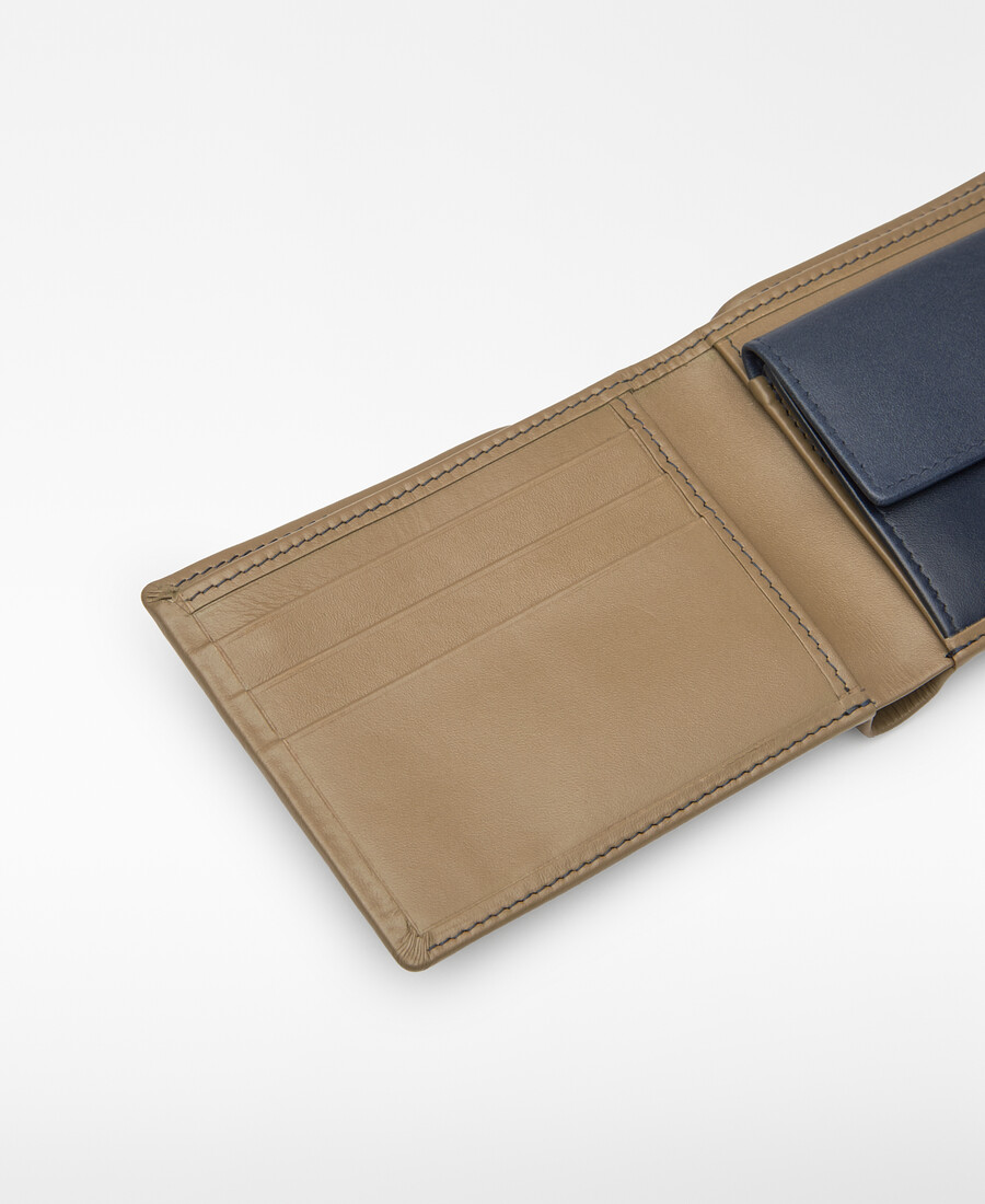 cartera de piel bicolor para hombre