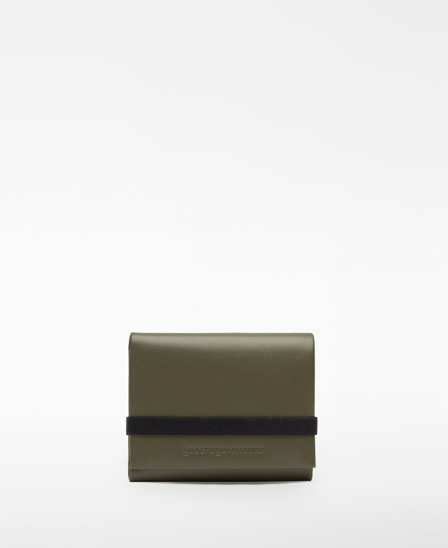 cartera de piel con cierre elástico para hombre