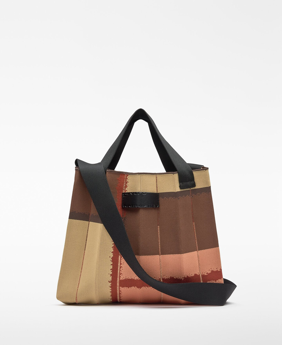 bolso shopper plisado de punto estampado para mujer