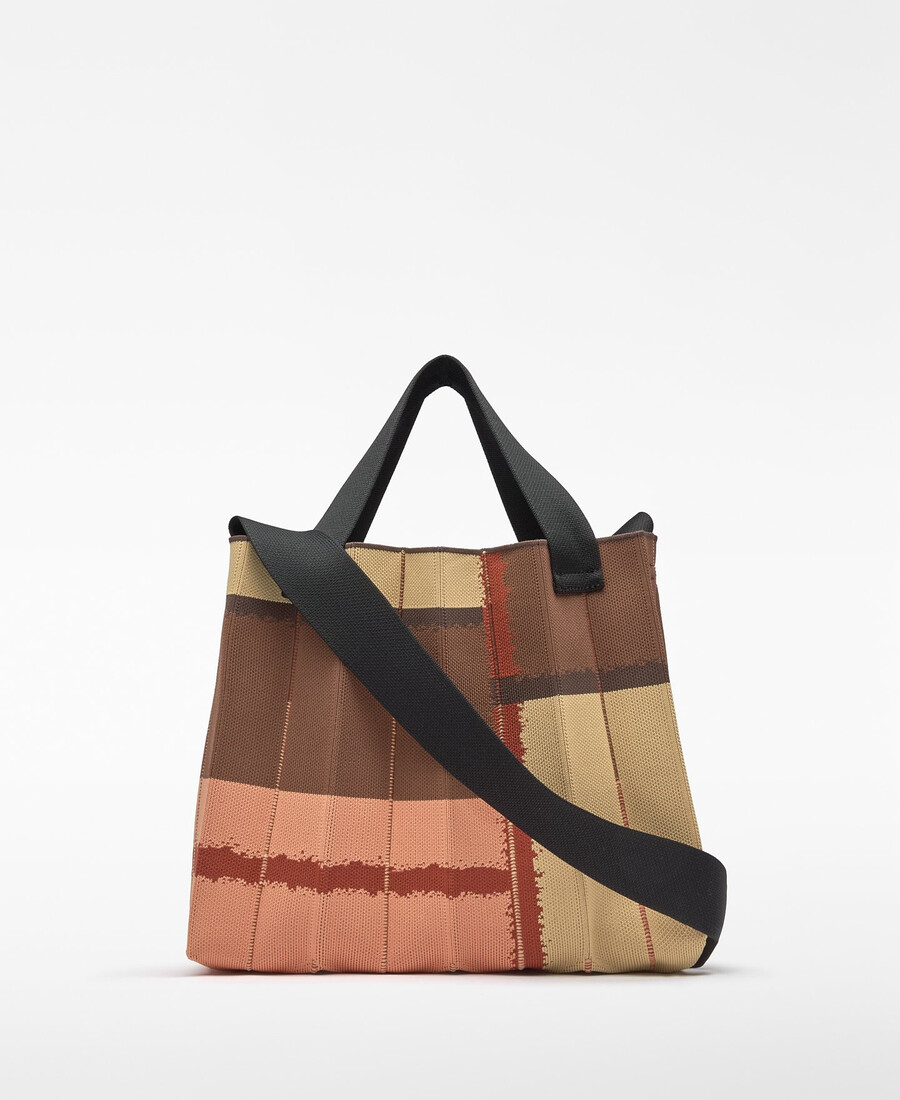 bolso shopper plisado de punto estampado para mujer