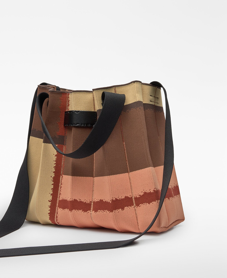 bolso shopper plisado de punto estampado para mujer
