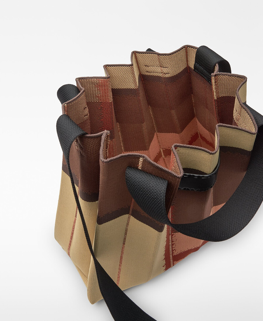 bolso shopper plisado de punto estampado para mujer