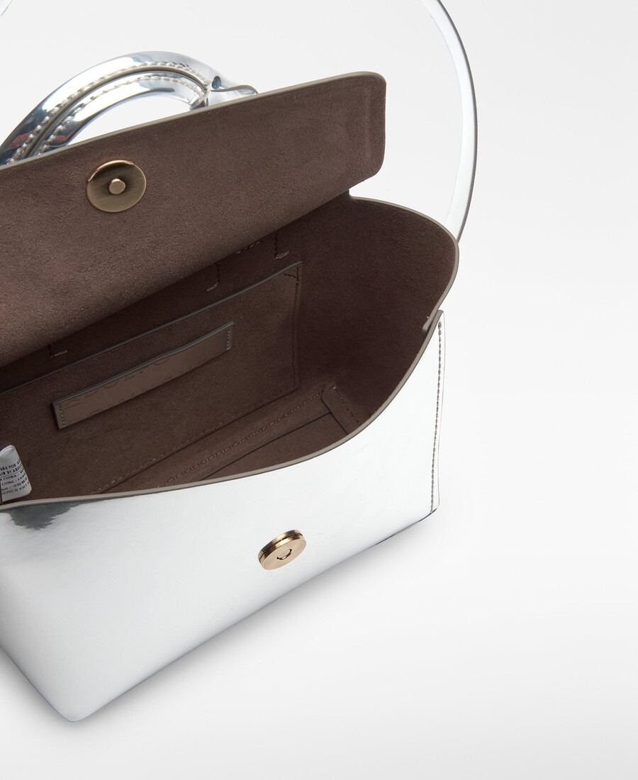 mini bolso de mujer con acabado metalizado mica