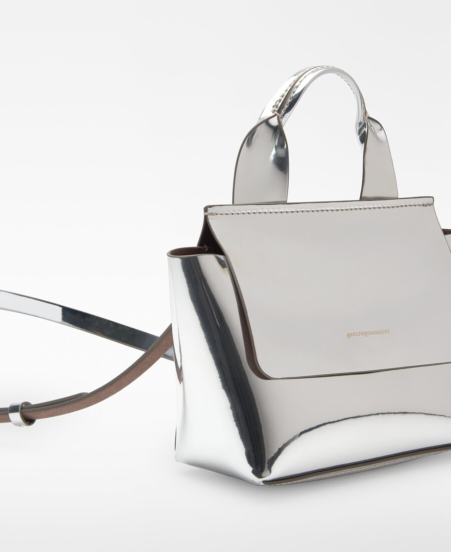 mini bolso de mujer con acabado metalizado mica
