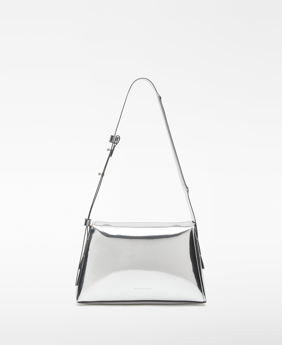 bolso de hombro para mujer con acabado metalizado mica