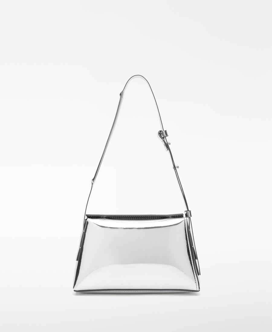 bolso de hombro para mujer con acabado metalizado mica