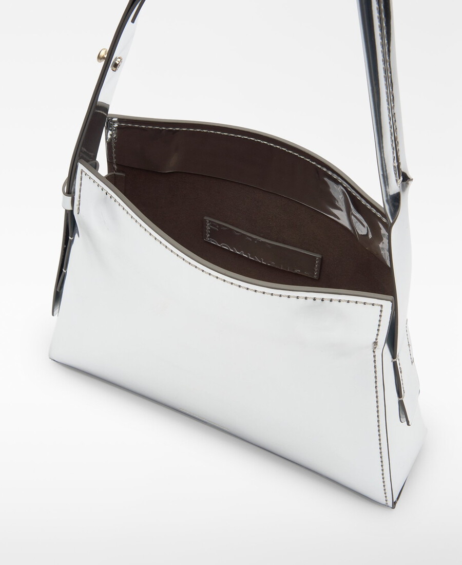 bolso de hombro para mujer con acabado metalizado mica