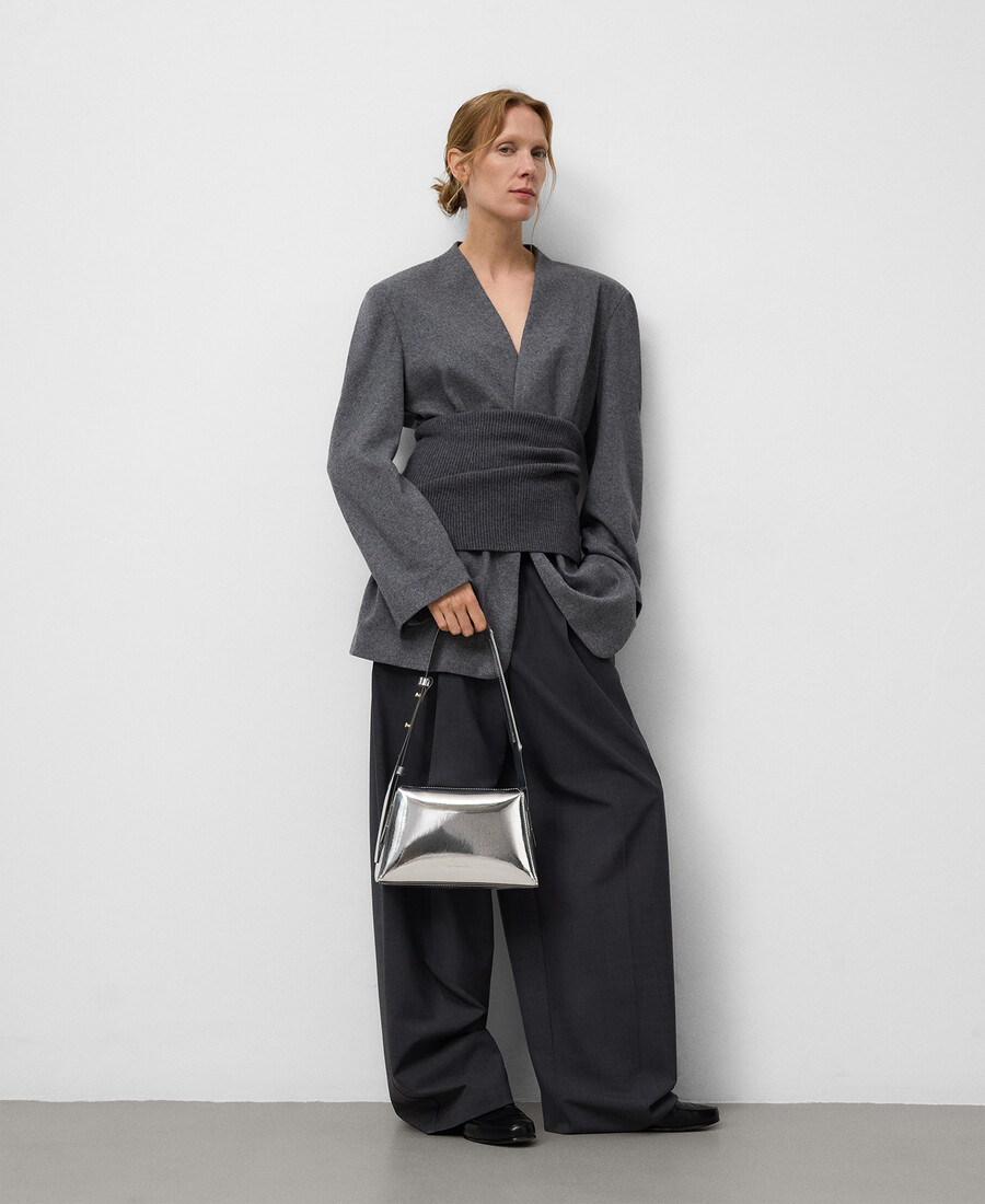 bolso de hombro para mujer con acabado metalizado mica