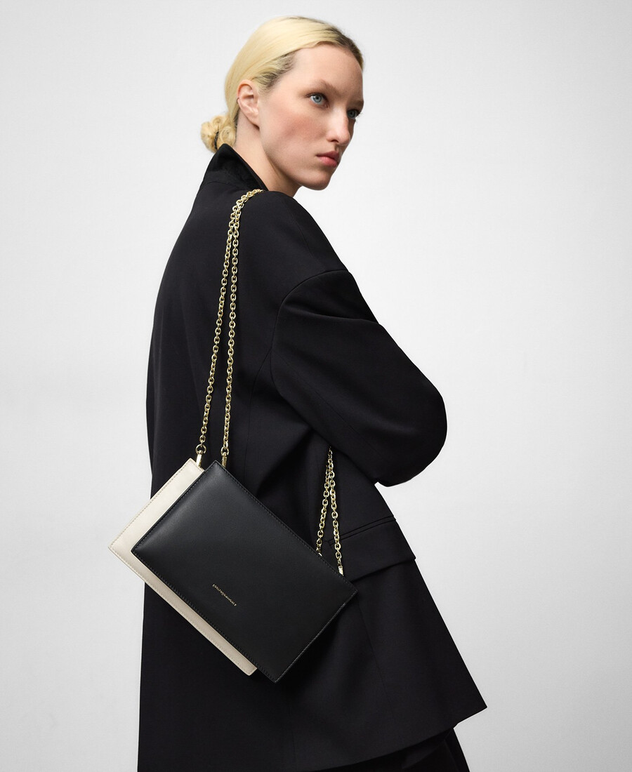 clutch acolchado de piel para mujer