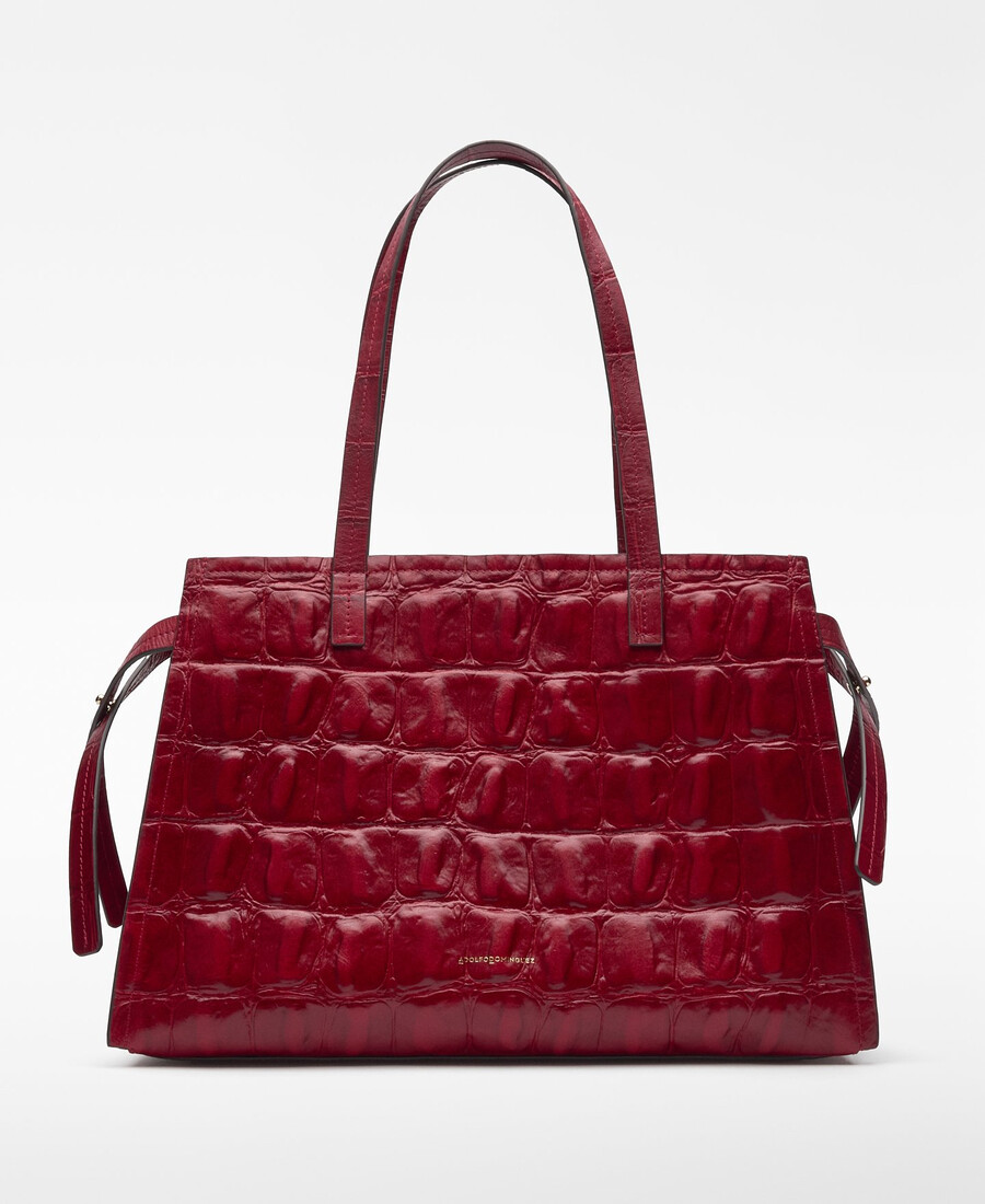 bolso de ciudad mica con relieve de cocodrilo para mujer