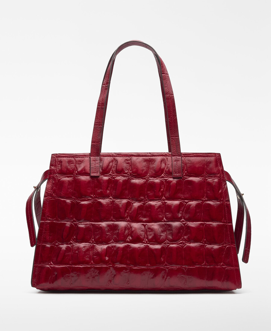 bolso de ciudad mica con relieve de cocodrilo para mujer