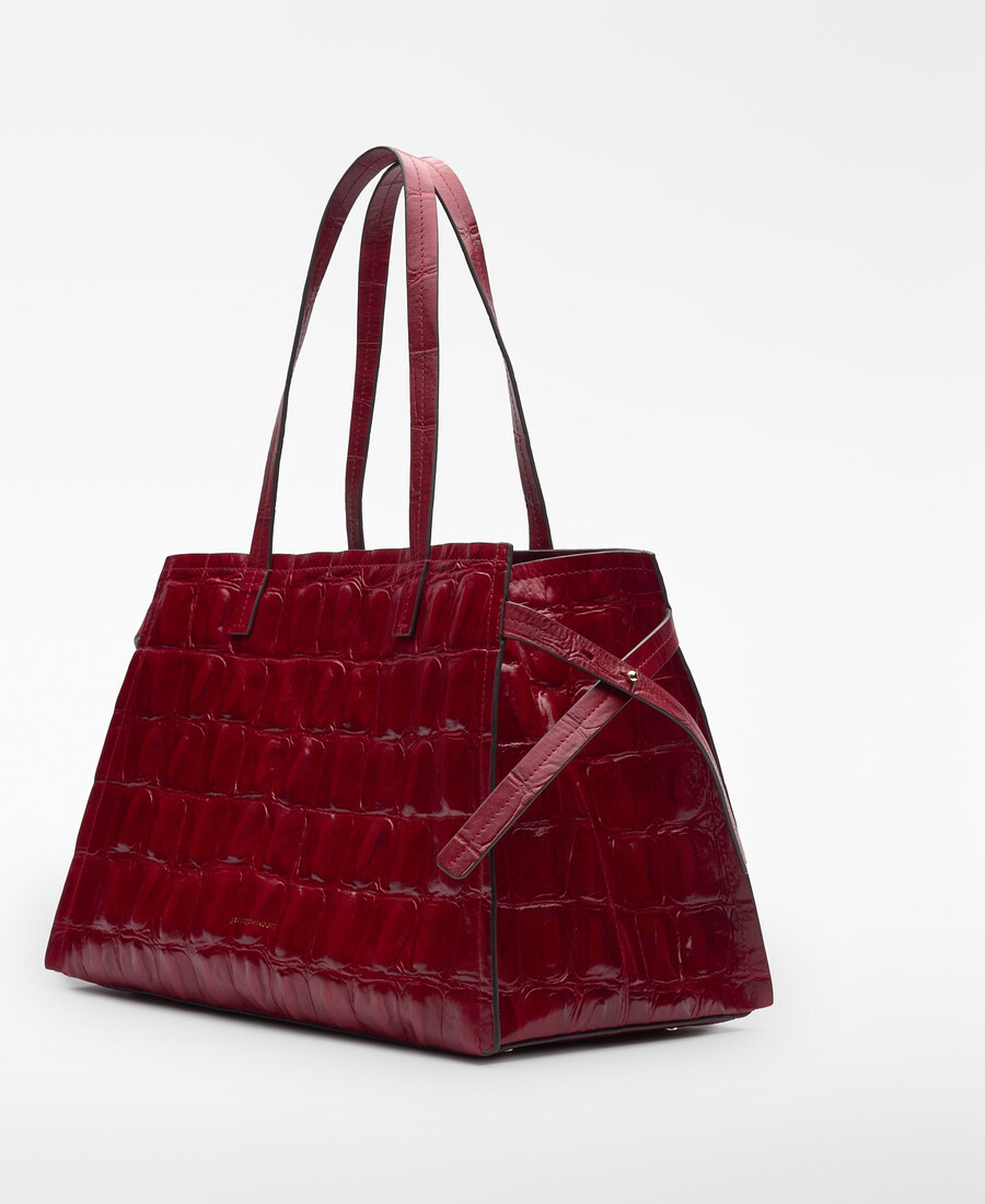 bolso de ciudad mica con relieve de cocodrilo para mujer