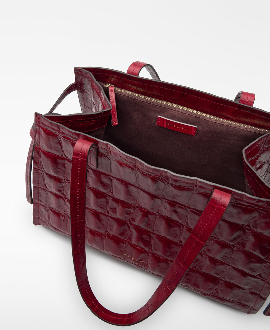 bolso de ciudad mica con relieve de cocodrilo para mujer