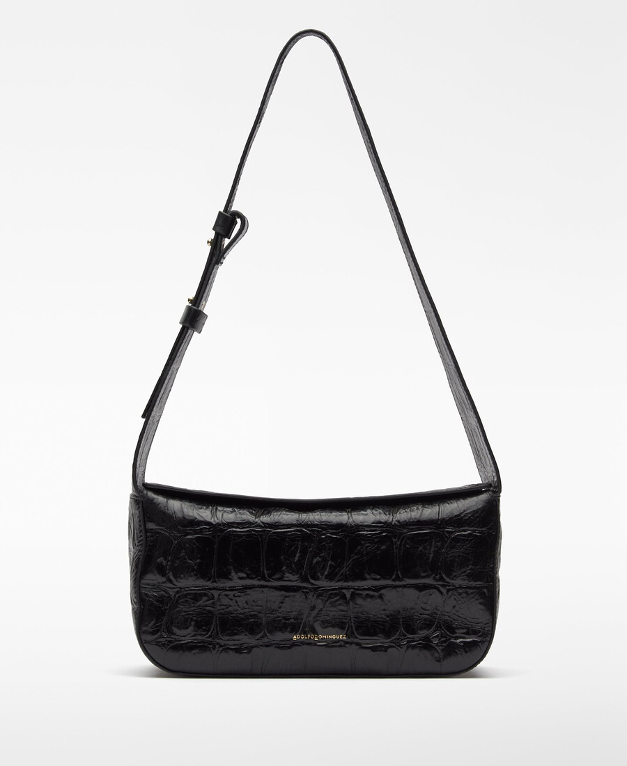 bolso de hombro mica con efecto cocodrilo para mujer