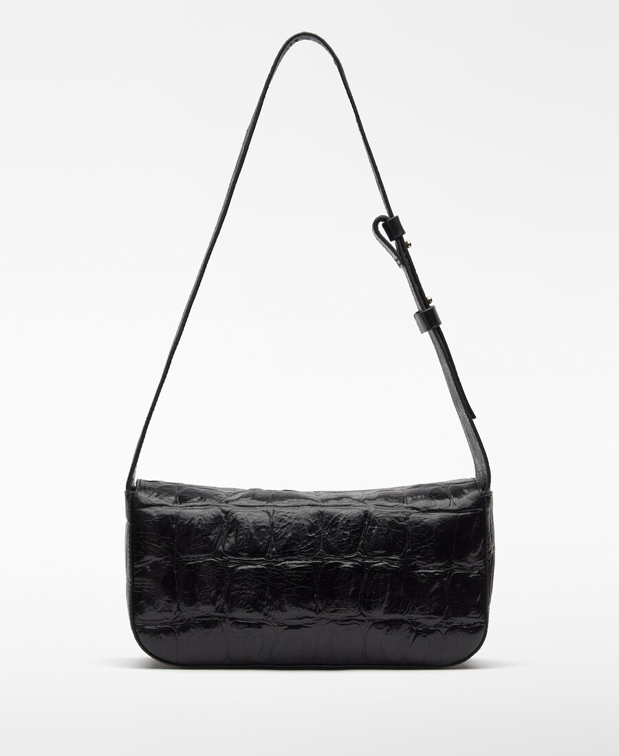 bolso de hombro mica con efecto cocodrilo para mujer